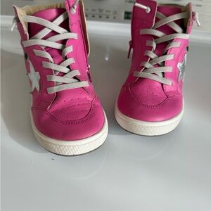 Old Soles Pink and Silver Kids High-Top Sneakers